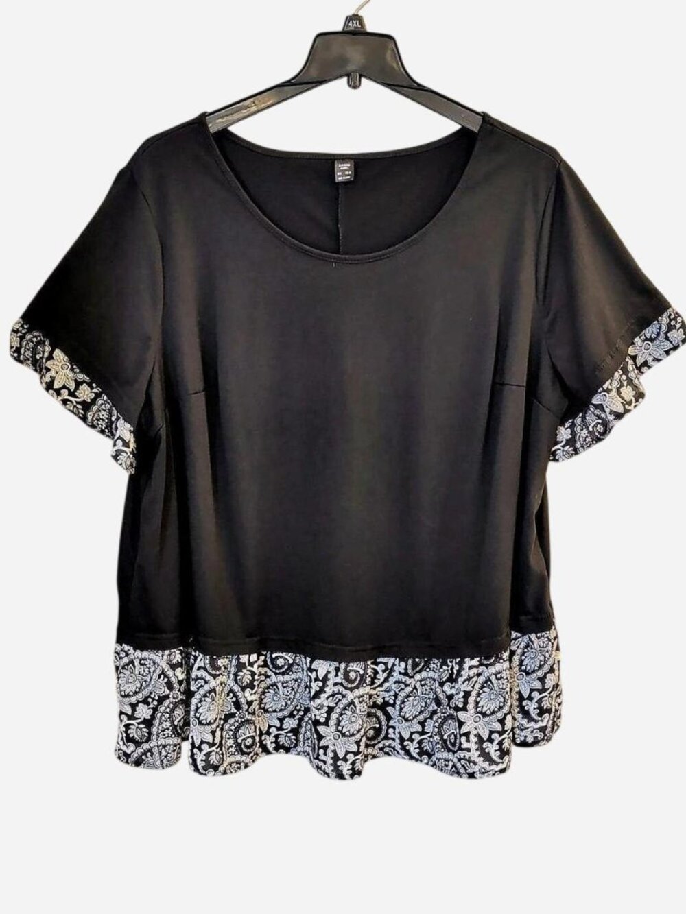 SHEIN Holidaya Plus Black Paisley Trim Blouse Size 22/5X